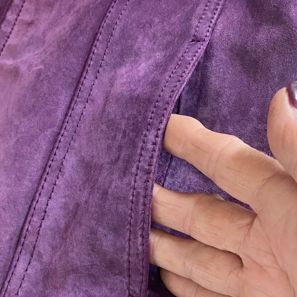 Coldwater Creek Rich Purple Leather Suede Jacket - Picture 6 of 11